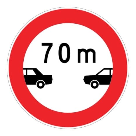 Öndeki Taşıt Belirtilen Metreden Daha Yakın Takip Edilemez — Trafik Tanzim İşaretleri