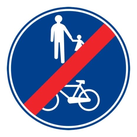 Yayalar ve bisikletliler tarafından kullanılabilen yolun sonu — Trafik Tanzim İşaretleri