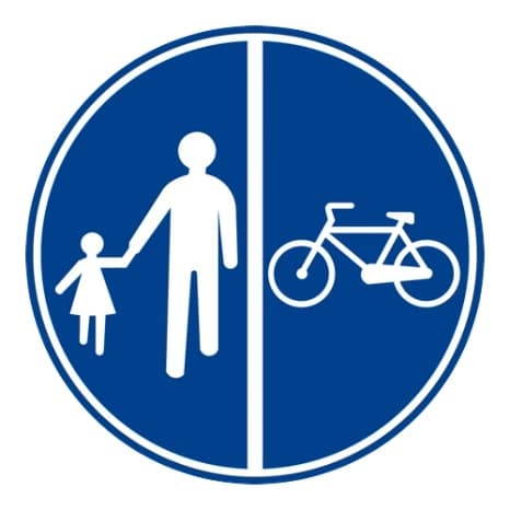 Yayalar ve bisikletliler için ayrı ayrı kullanılabilen yol — Trafik Tanzim İşaretleri